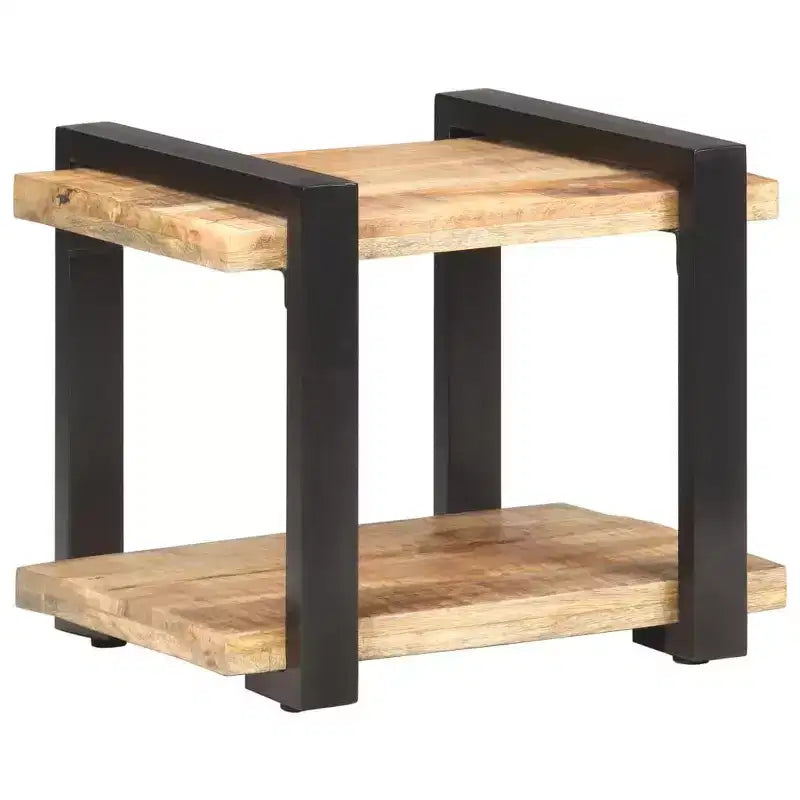 Comodino Legno Naturale con Dettagli in Ferro