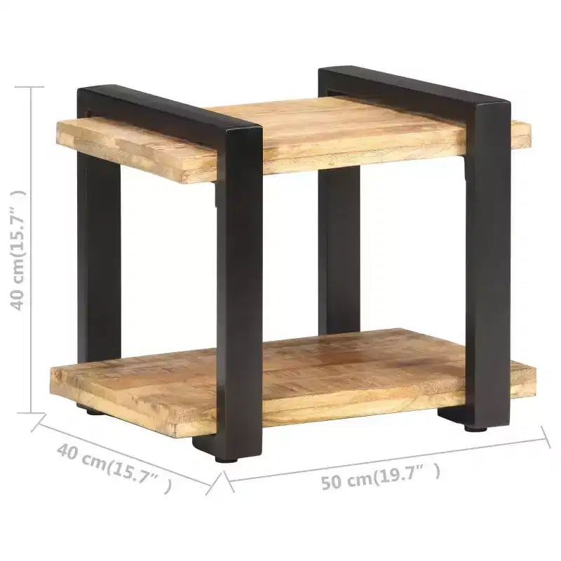 Comodino Legno Naturale con Dettagli in Ferro