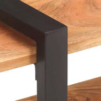 Comodino Legno Naturale con Dettagli in Ferro