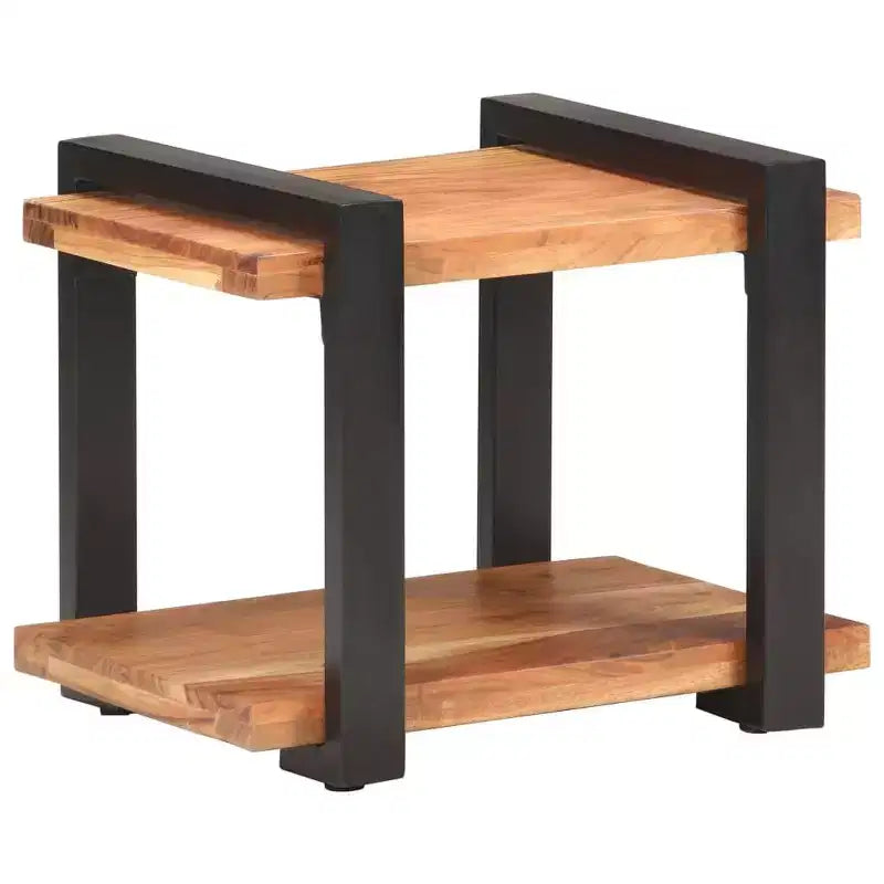 Comodino Legno Naturale con Dettagli in Ferro