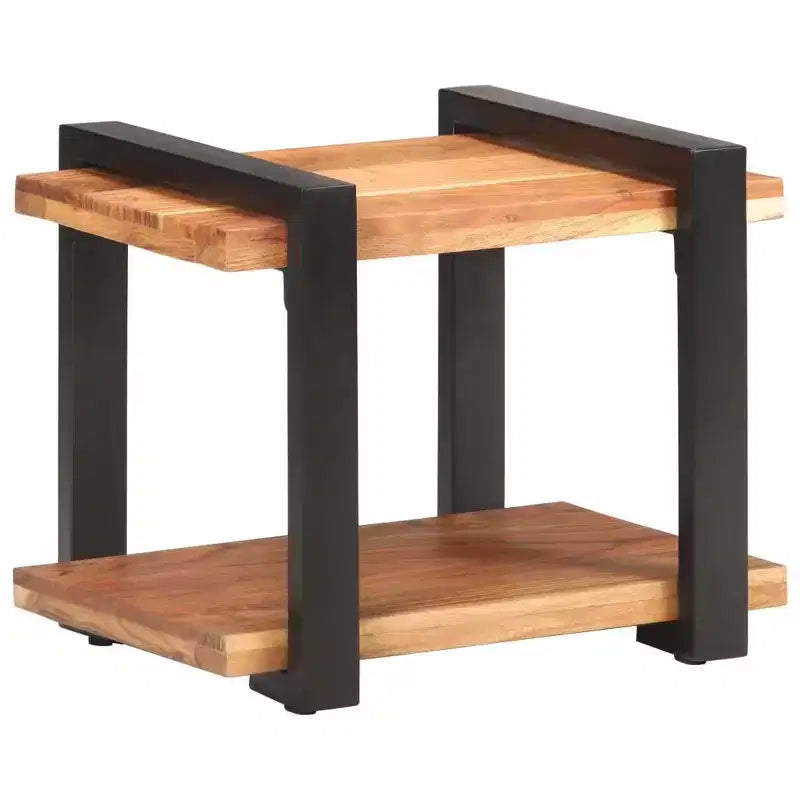 Comodino Legno Naturale con Dettagli in Ferro
