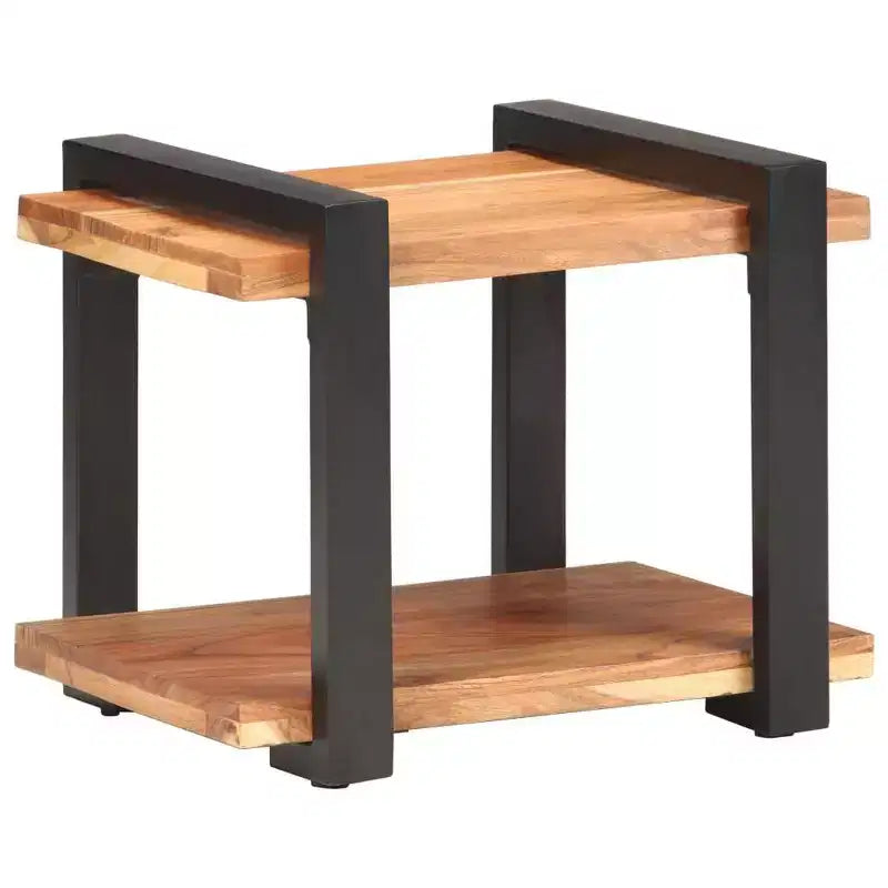 Comodino Legno Naturale con Dettagli in Ferro
