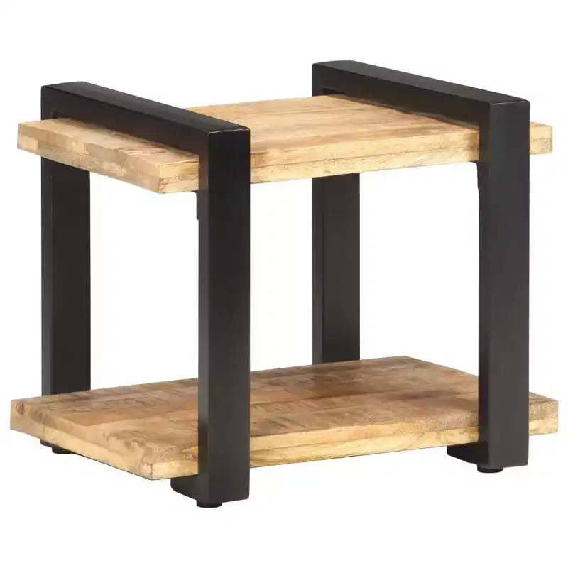 Comodino Legno Naturale con Dettagli in Ferro