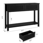 Tavolino Consolle Scanalato con 2 Cassetti e Ripiano Contenitore