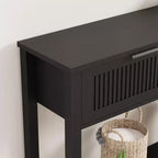 Tavolino Consolle Scanalato con 2 Cassetti e Ripiano Contenitore