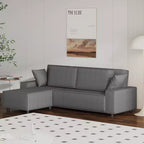 Divano sezionale a L in velluto a coste con pouf mobile