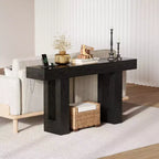 63 Inch Console Table with Power Outlet, Extra Long Sofa Table with USB & Type c Ports, Narrow Entryway Table for Hallway,Foyer Table for Living Room