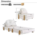 Divano Letto Pieghevole Convertibile in Tessuto Teddy, Poltrona Pouf da Terra Trapuntata con Cuscino e Gambe in Legno Massello, Beige
