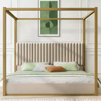 Letto a baldacchino King Size con testiera imbottita e struttura in metallo