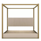 Letto a baldacchino King Size con testiera imbottita e struttura in metallo