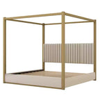 Letto a baldacchino King Size con testiera imbottita e struttura in metallo