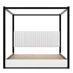 Letto a baldacchino King Size con testiera imbottita e struttura in metallo