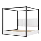 Letto a baldacchino King Size con testiera imbottita e struttura in metallo