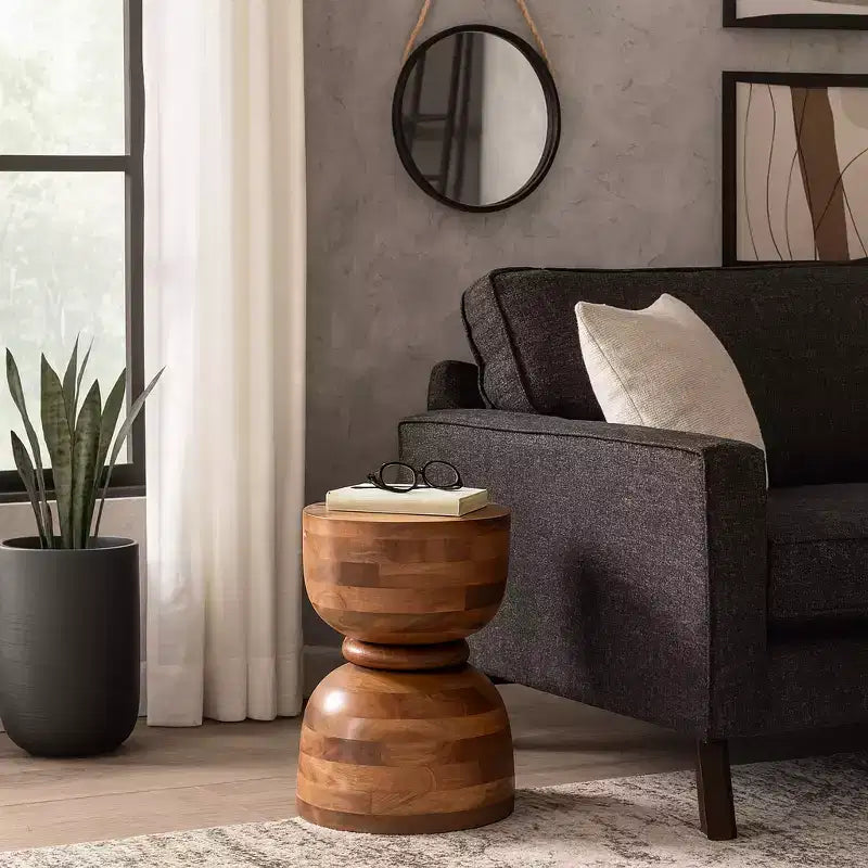 Tavolino rotondo in legno – Tavolino da 45 cm per soggiorno, camera da letto o ufficio