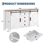 Credenza da 60 pollici con ante scorrevoli e 4 cassetti