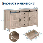 Credenza da 60 pollici con ante scorrevoli e 4 cassetti