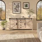 Credenza da 60 pollici con ante scorrevoli e 4 cassetti