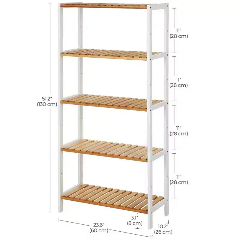 Scaffale a 5 ripiani in bambù, 26 x 60 x 130 cm