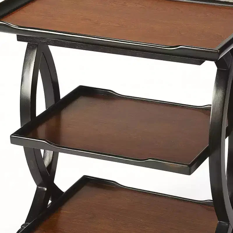 Tavolino Rettangolare da 29" in Legno di Ciliegio con Due Ripiani