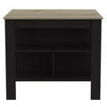 HomeRoots Black and Natural 41 Kitchen Island With Storage