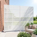 Divisorio a 6 pannelli a lamelle, in acciaio galvanizzato bianco, fronte/retro, 183x120x40 cm