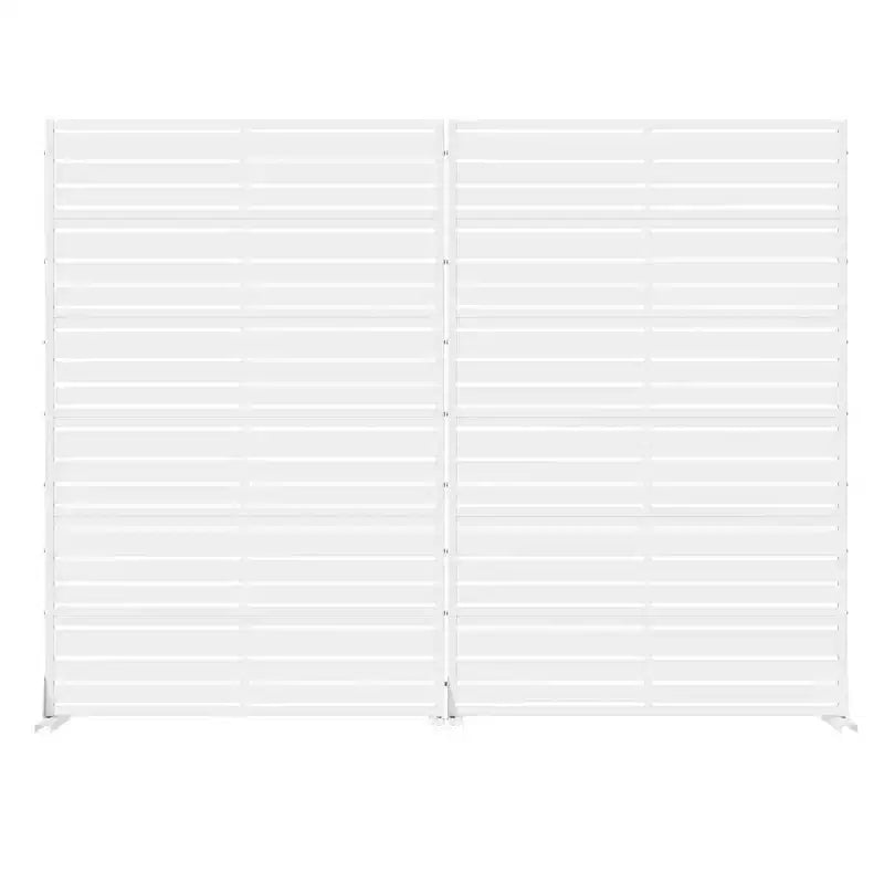 Divisorio a 6 pannelli a lamelle, in acciaio galvanizzato bianco, fronte/retro, 183x120x40 cm