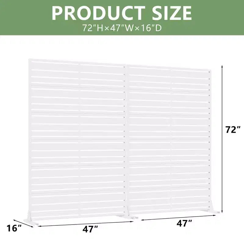 Divisorio a 6 pannelli a lamelle, in acciaio galvanizzato bianco, fronte/retro, 183x120x40 cm