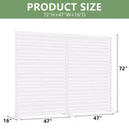 Divisorio a 6 pannelli a lamelle, in acciaio galvanizzato bianco, fronte/retro, 183x120x40 cm