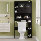 Mobiletto bagno salvaspazio sopra WC con ripiani regolabili e kit anti-ribaltamento