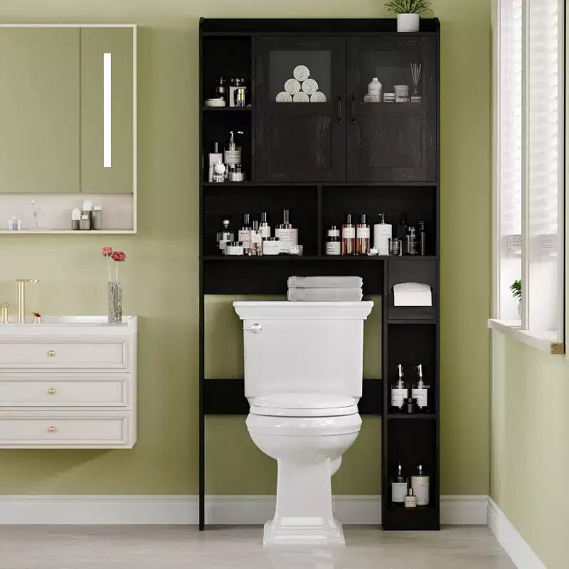 Mobiletto bagno salvaspazio sopra WC con ripiani regolabili e kit anti-ribaltamento
