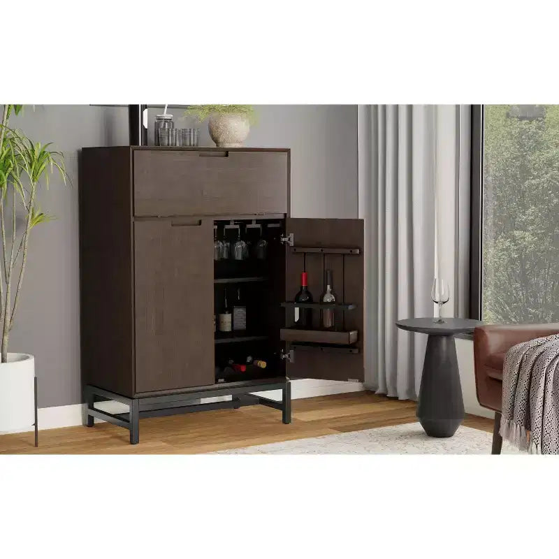 Mobile bar da 81 cm in legno massello, marrone noce