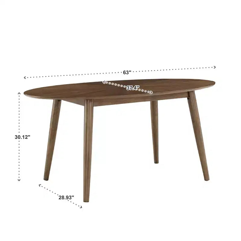 Tavolo da pranzo ovale, stile Mid-Century, 160 cm, finitura noce