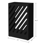 Portaombrelli in metallo con vaschetta raccogligocce rimovibile, 4 ganci, design a fori, per ingresso e ufficio, nero