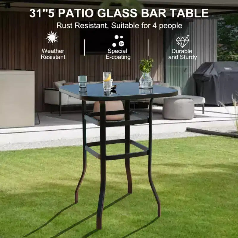 Set di 2 sgabelli da bar girevoli per patio, sedie da esterno ad altezza bancone con schienale alto e braccioli, struttura in metallo per tutte le stagioni