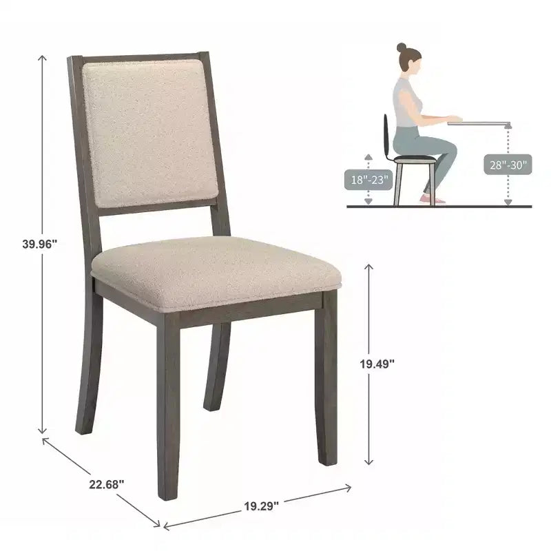 Sedia da pranzo in tessuto crema con finitura legno (set da 2)