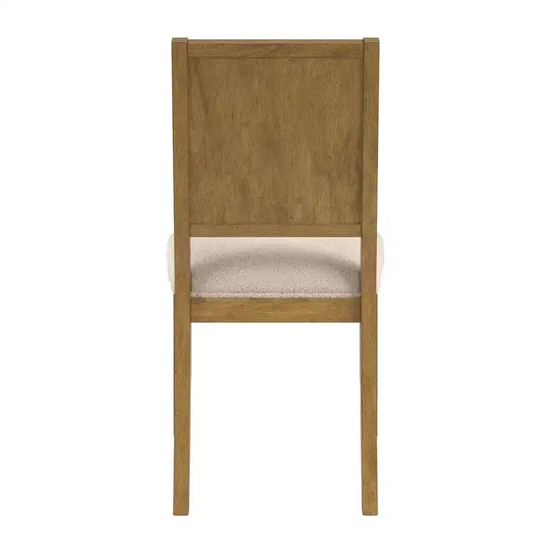 Sedia da pranzo in tessuto crema con finitura legno (set da 2)