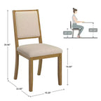 Sedia da pranzo in tessuto crema con finitura legno (set da 2)