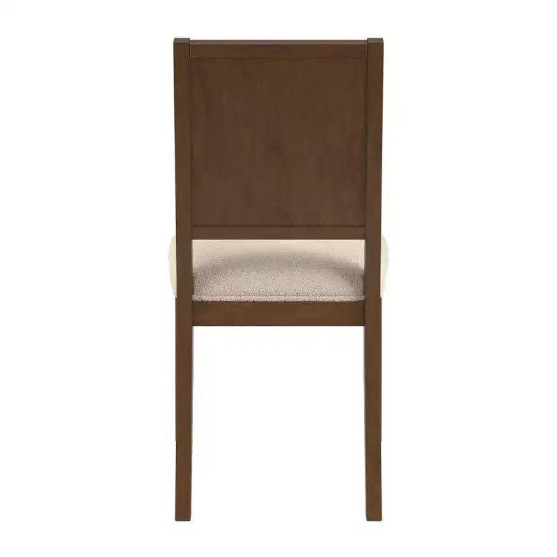 Sedia da pranzo in tessuto crema con finitura legno (set da 2)