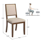 Sedia da pranzo in tessuto crema con finitura legno (set da 2)