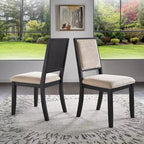 Sedia da pranzo in tessuto crema con finitura legno (set da 2)