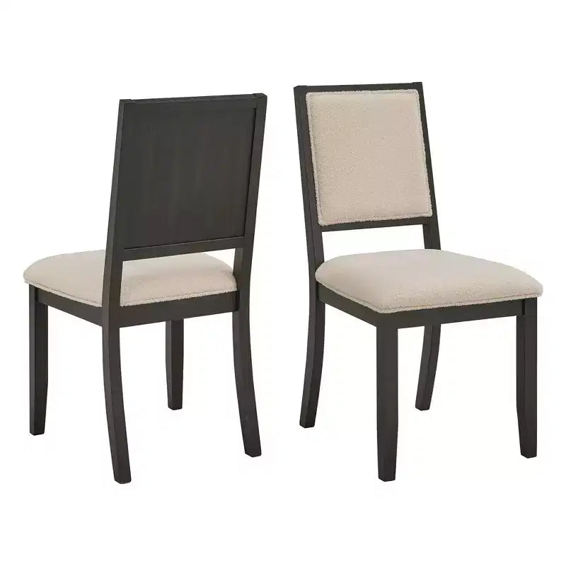 Fuske Wood Finish Cream Boucle Fabric Dining Chair (Set of 2) - iNSPIREQ