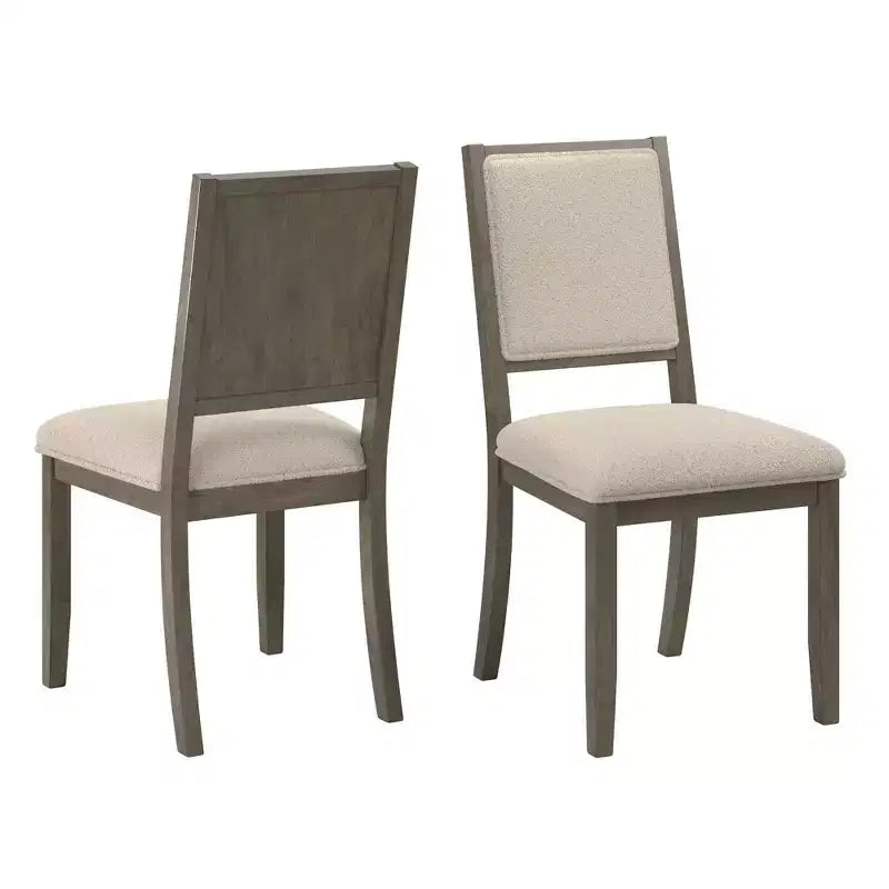 Sedia da pranzo in tessuto crema con finitura legno (set da 2)