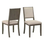Sedia da pranzo in tessuto crema con finitura legno (set da 2)