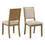 Sedia da pranzo in tessuto crema con finitura legno (set da 2)