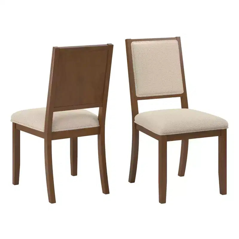 Sedia da pranzo in tessuto crema con finitura legno (set da 2)